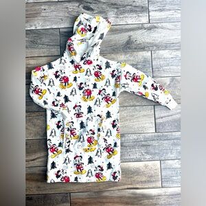 NWT Disney Zara All Over Mickey Mouse Santa Hoodie Pullover Tunic Dress Sz 8